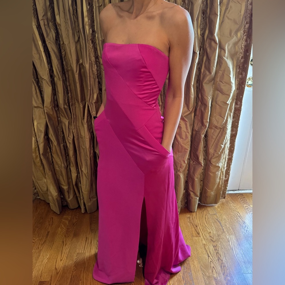 BCBGMaxAzria Fuchsia Strapless Gown